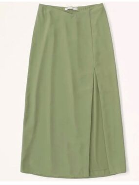 Light Olive Green Maxi Skirt with Front Slit